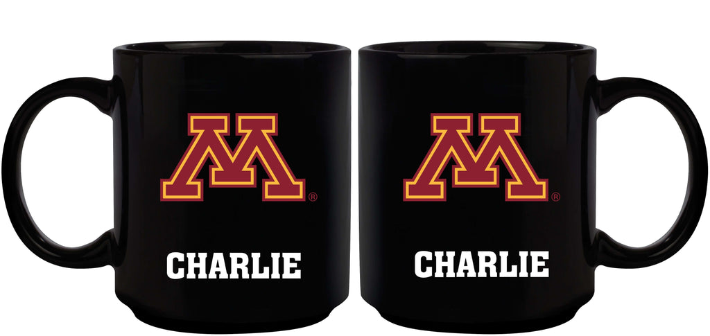11oz Black Personalized Ceramic Mug - Minnesota COL, CurrentProduct, Custom Drinkware, Drinkware_category_All, Gift Ideas, MIN, Minnesota Golden Gophers, Personalization, Personalized_Personalized 194207388419 $20.11