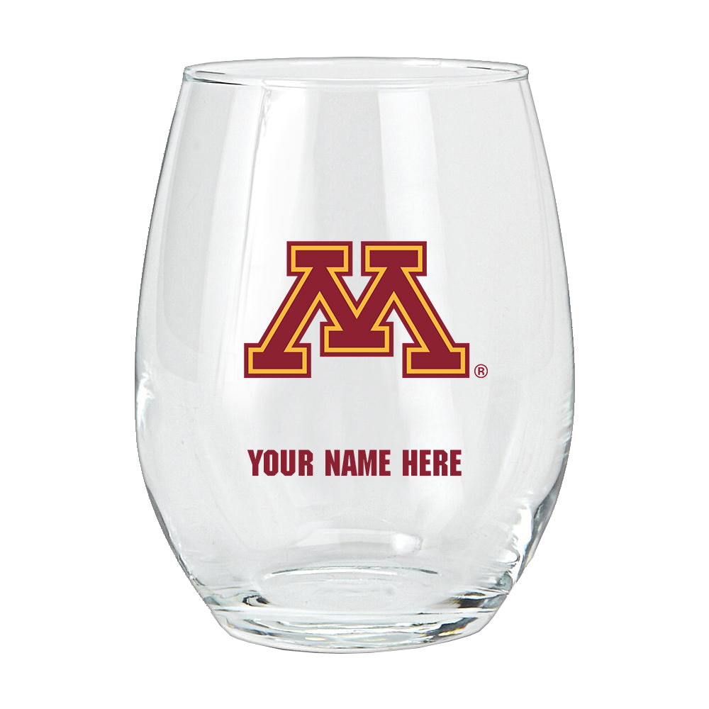 15oz Personalized Stemless Glass | Minnesota Golden Gophers