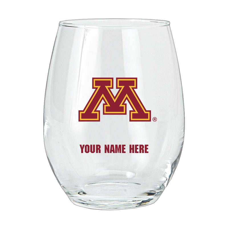 15oz Personalized Stemless Glass | Minnesota Golden Gophers
