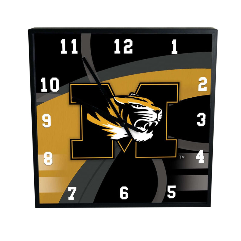12 Inch Square Carbon Fiber Clock | Missouri University COL, Missouri Tigers, MIZ, OldProduct 687746320243 $25