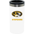 12oz Personalized White Stainless Steel Slim Can Holder | Missouri Tigers