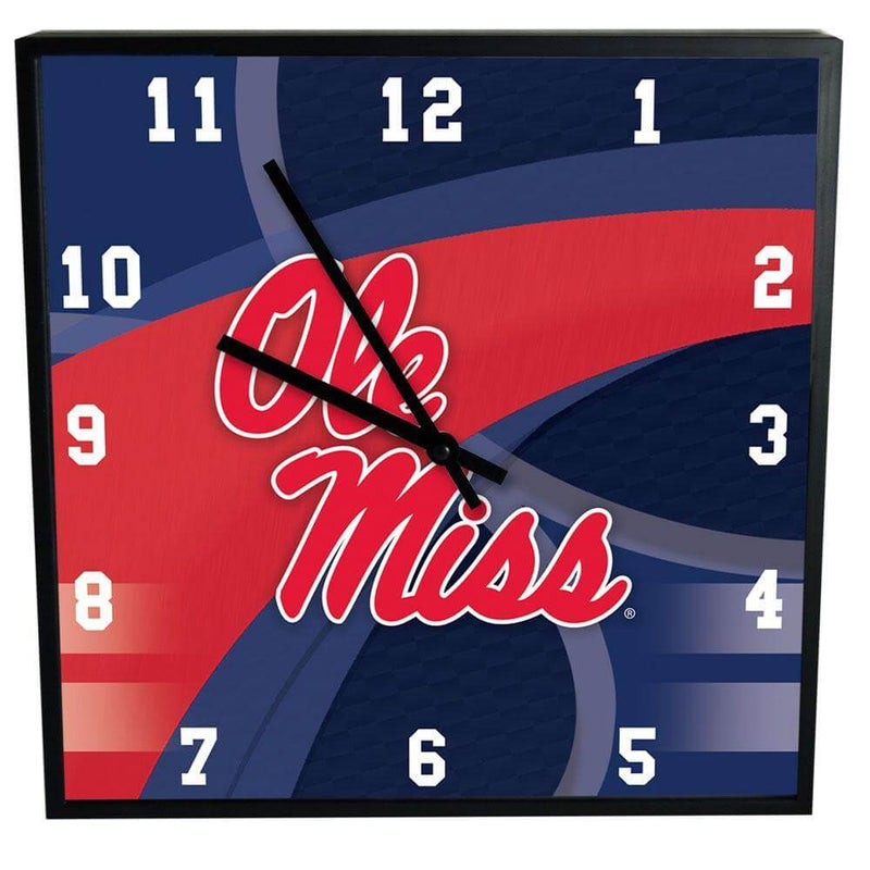 12 Inch Square Carbon Fiber Clock | Mississippi University COL, Mississippi Ole Miss, MS, OldProduct 687746378688 $25