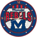 12 Inch Art Glass Clock | Mississippi University COL, CurrentProduct, Home & Office_category_All, Mississippi Ole Miss, MS 687746445649 $38.49