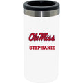 12oz Personalized White Stainless Steel Slim Can Holder | Mississippi Ole Miss