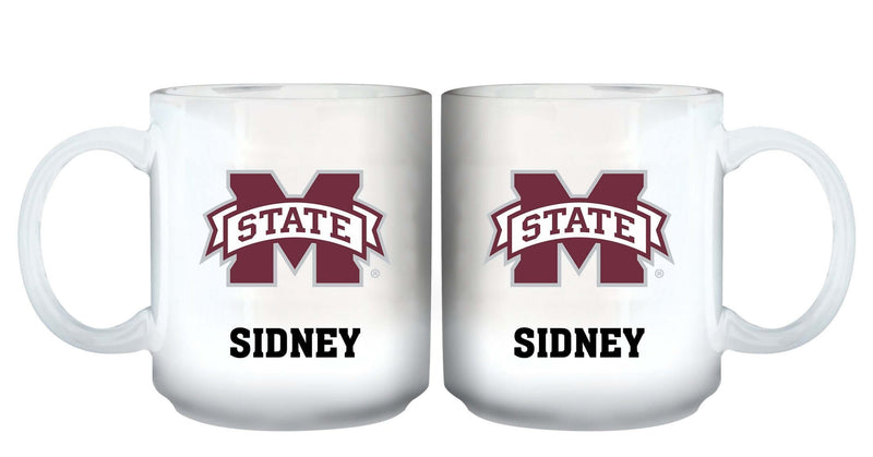11oz White Personalized Ceramic Mug - Mississippi State COL, CurrentProduct, Custom Drinkware, Drinkware_category_All, Gift Ideas, Mississippi State Bulldogs, MSS, Personalization, Personalized_Personalized 194207465097 $20.11