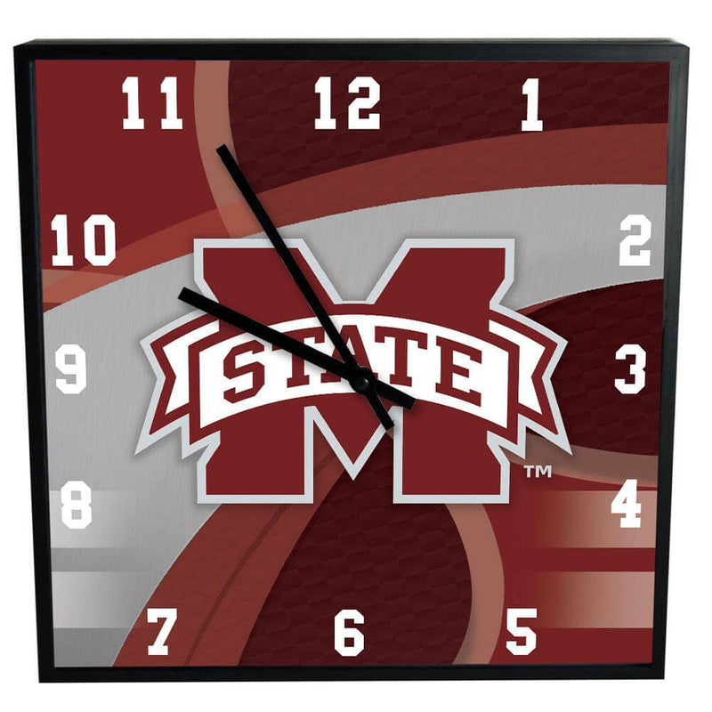 12 Inch Square Carbon Fiber Clock | Mississippi State University COL, Mississippi State Bulldogs, MSS, OldProduct 687746378701 $25