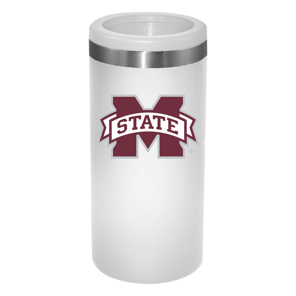 12oz White Slim Can Holder | Mississippi State Bulldogs