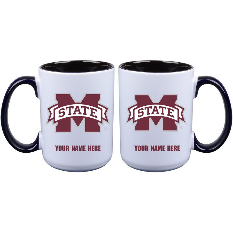 15oz Inner Color Personalized Ceramic Mug | Mississippi State Bulldogs 2790PER, COL, CurrentProduct, Drinkware_category_All, Mississippi State Bulldogs, MSS, Personalized_Personalized  $27.99