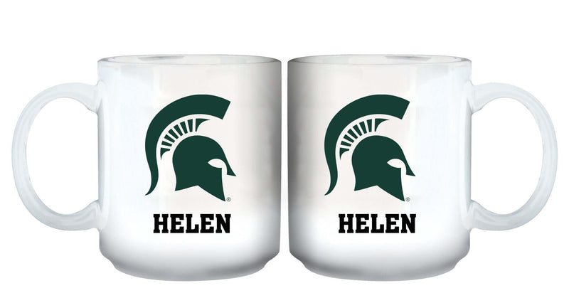 11oz White Personalized Ceramic Mug - Michigan State COL, CurrentProduct, Custom Drinkware, Drinkware_category_All, Gift Ideas, Michigan State Spartans, MSU, Personalization, Personalized_Personalized 194207465103 $20.11