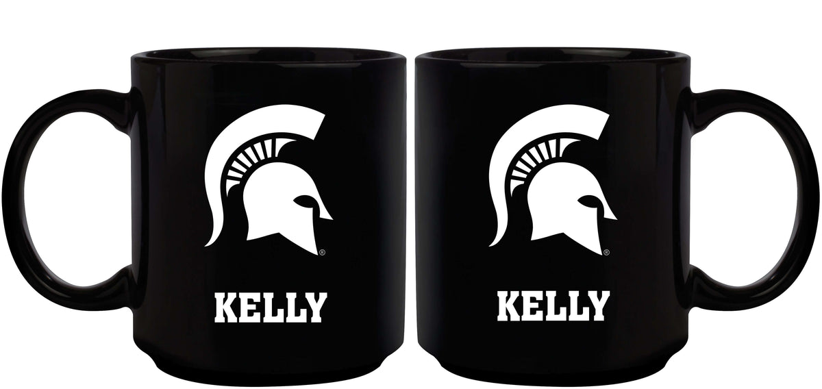 11oz Black Personalized Ceramic Mug - Michigan State COL, CurrentProduct, Custom Drinkware, Drinkware_category_All, Gift Ideas, Michigan State Spartans, MSU, Personalization, Personalized_Personalized 194207373828 $20.11
