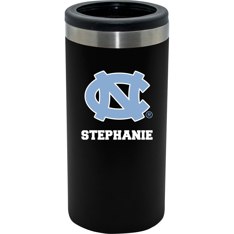 12oz Personalized Black Stainless Steel Slim Can Holder | UNC Tar Heels