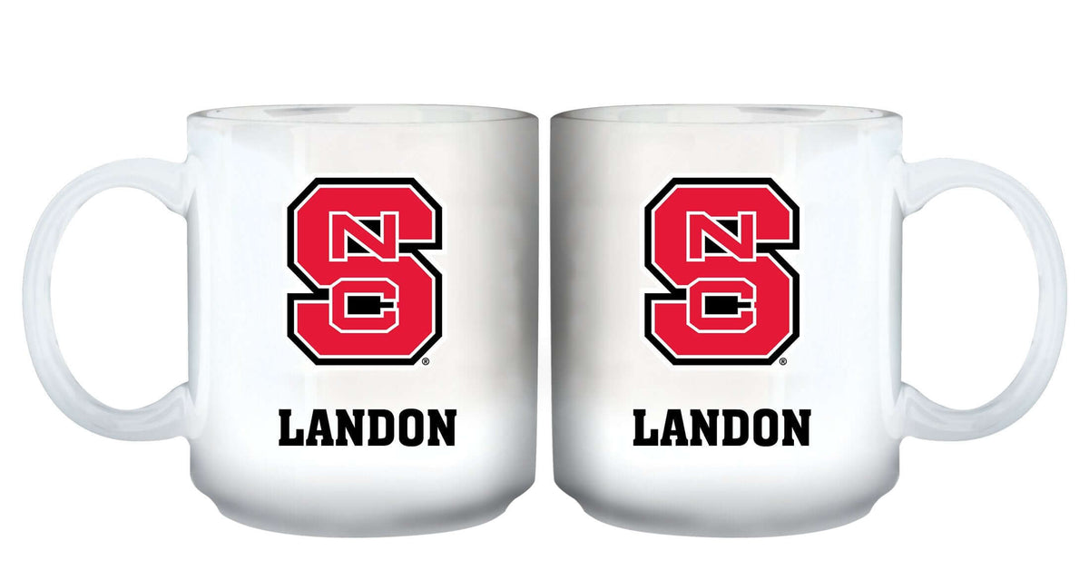 11oz White Personalized Ceramic Mug - North Carolina State COL, CurrentProduct, Custom Drinkware, Drinkware_category_All, Gift Ideas, NC State Wolfpack, NCS, Personalization, Personalized_Personalized 194207465134 $20.11