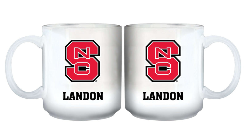 11oz White Personalized Ceramic Mug - North Carolina State COL, CurrentProduct, Custom Drinkware, Drinkware_category_All, Gift Ideas, NC State Wolfpack, NCS, Personalization, Personalized_Personalized 194207465134 $20.11