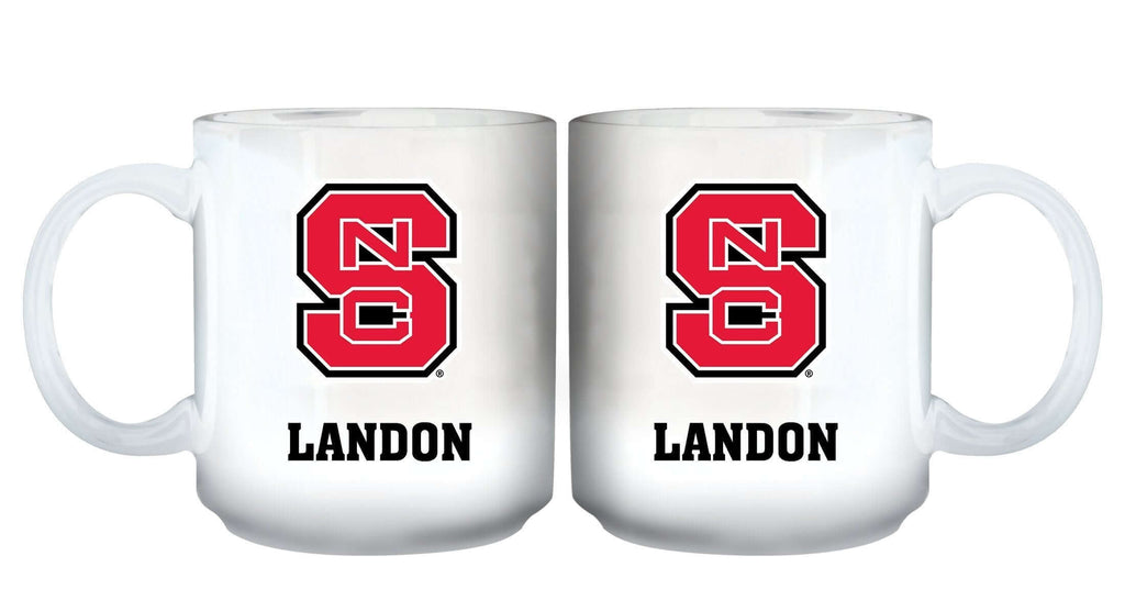 11oz White Personalized Ceramic Mug - North Carolina State COL, CurrentProduct, Custom Drinkware, Drinkware_category_All, Gift Ideas, NC State Wolfpack, NCS, Personalization, Personalized_Personalized 194207465134 $20.11