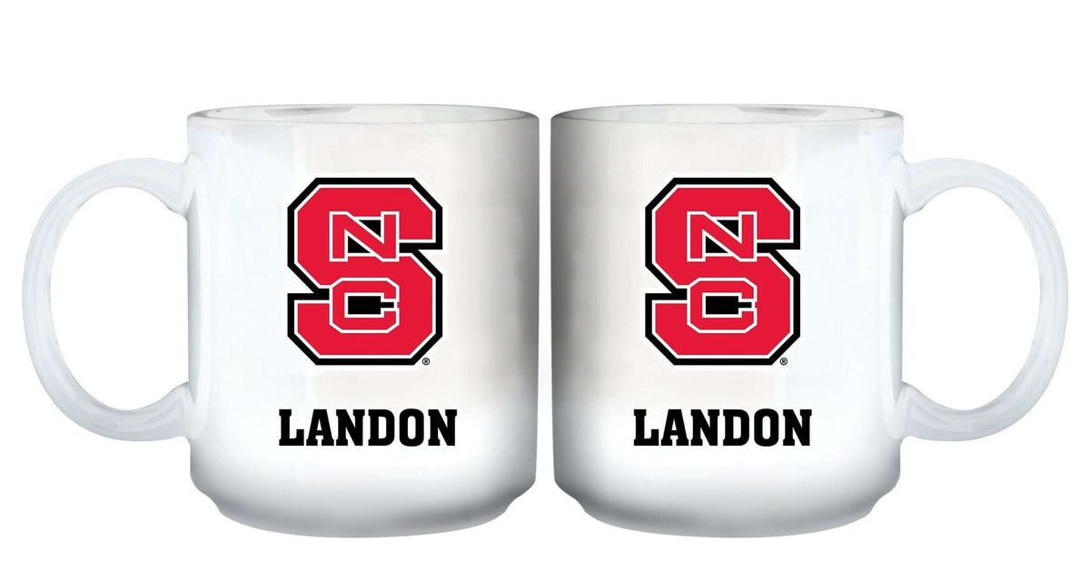 11oz White Personalized Ceramic Mug - North Carolina State COL, CurrentProduct, Custom Drinkware, Drinkware_category_All, Gift Ideas, NC State Wolfpack, NCS, Personalization, Personalized_Personalized 194207465134 $20.11