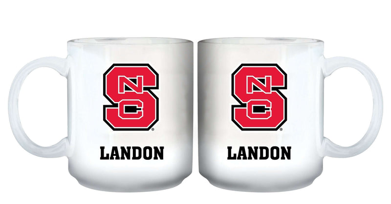 11oz White Personalized Ceramic Mug - North Carolina State COL, CurrentProduct, Custom Drinkware, Drinkware_category_All, Gift Ideas, NC State Wolfpack, NCS, Personalization, Personalized_Personalized 194207465134 $20.11