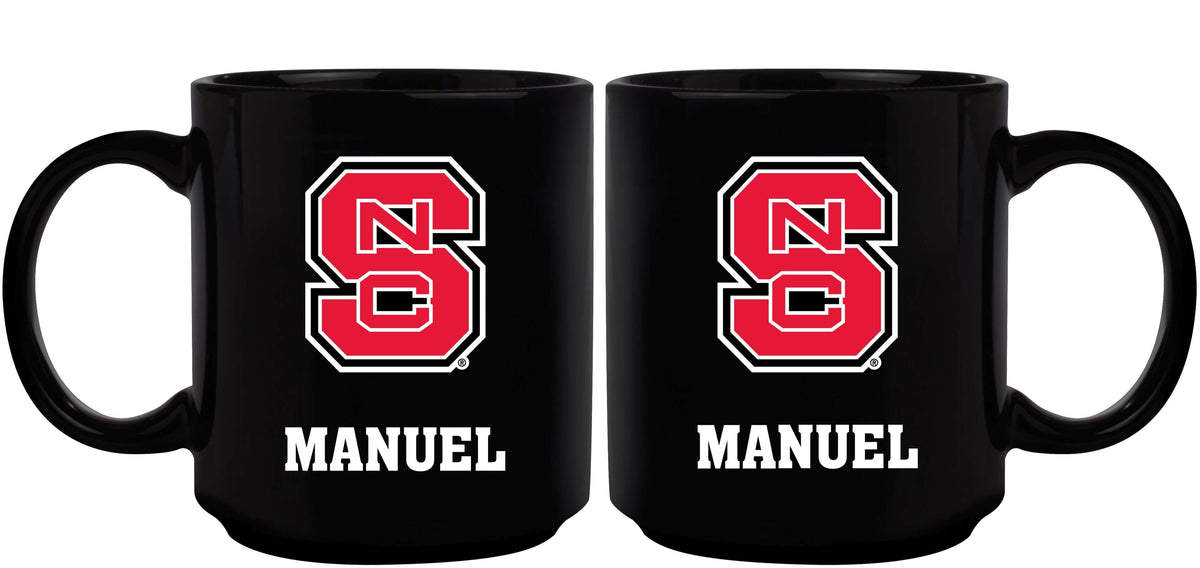 11oz Black Personalized Ceramic Mug - North Carolina State COL, CurrentProduct, Custom Drinkware, Drinkware_category_All, Gift Ideas, NC State Wolfpack, NCS, Personalization, Personalized_Personalized 194207373798 $20.11