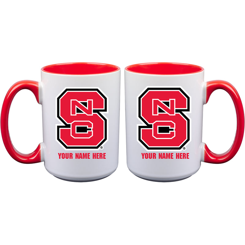 15oz Inner Color Personalized Ceramic Mug | NC State Wolfpack 2790PER, COL, CurrentProduct, Drinkware_category_All, NC State Wolfpack, NCS, Personalized_Personalized  $27.99