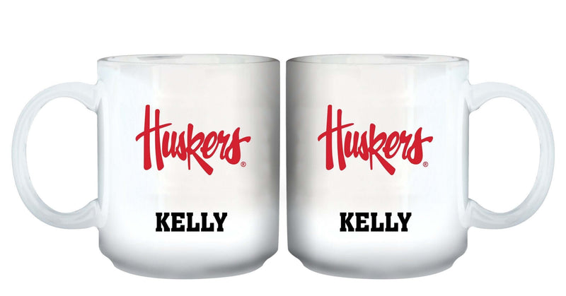 11oz White Personalized Ceramic Mug - Nebraska COL, CurrentProduct, Custom Drinkware, Drinkware_category_All, Gift Ideas, NEB, Nebraska Cornhuskers, Personalization, Personalized_Personalized 194207465141 $20.11