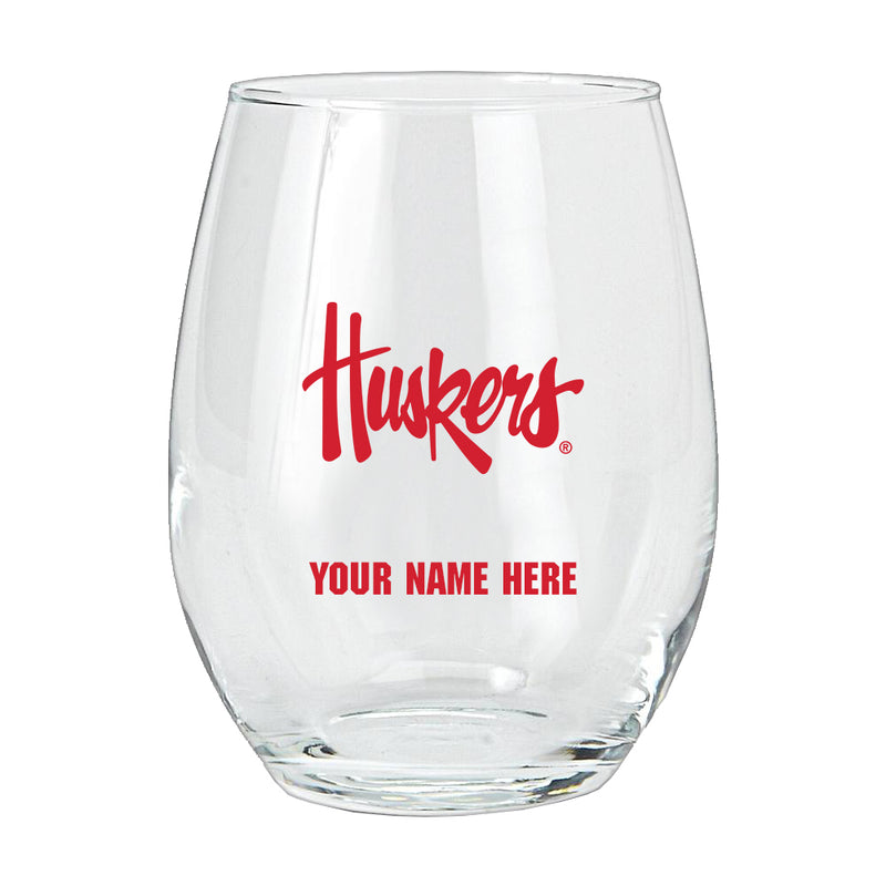 15oz Personalized Stemless Glass | Nebraska Cornhuskers