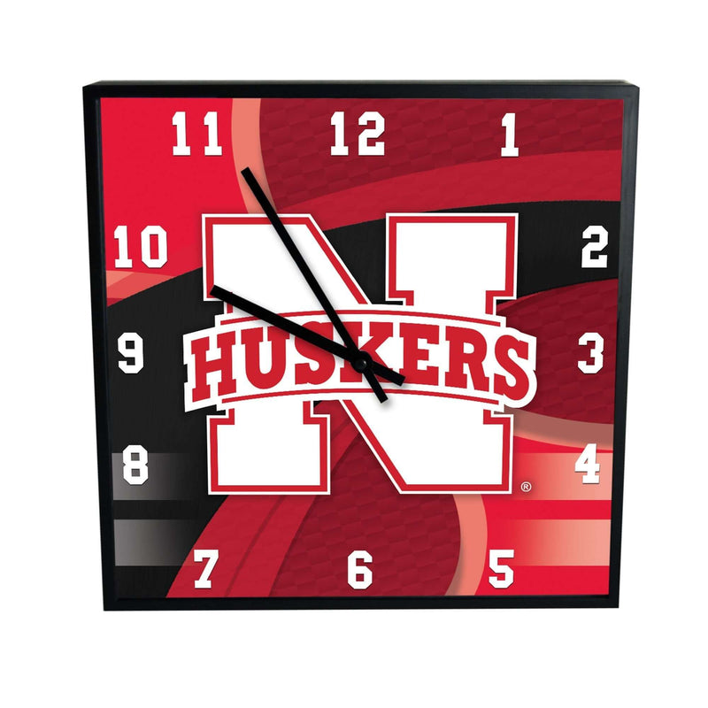12 Inch Square Carbon Fiber Clock | Nebraska University COL, NEB, Nebraska Cornhuskers, OldProduct 687746320274 $25