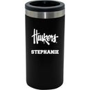 12oz Personalized Black Stainless Steel Slim Can Holder | Nebraska Cornhuskers
