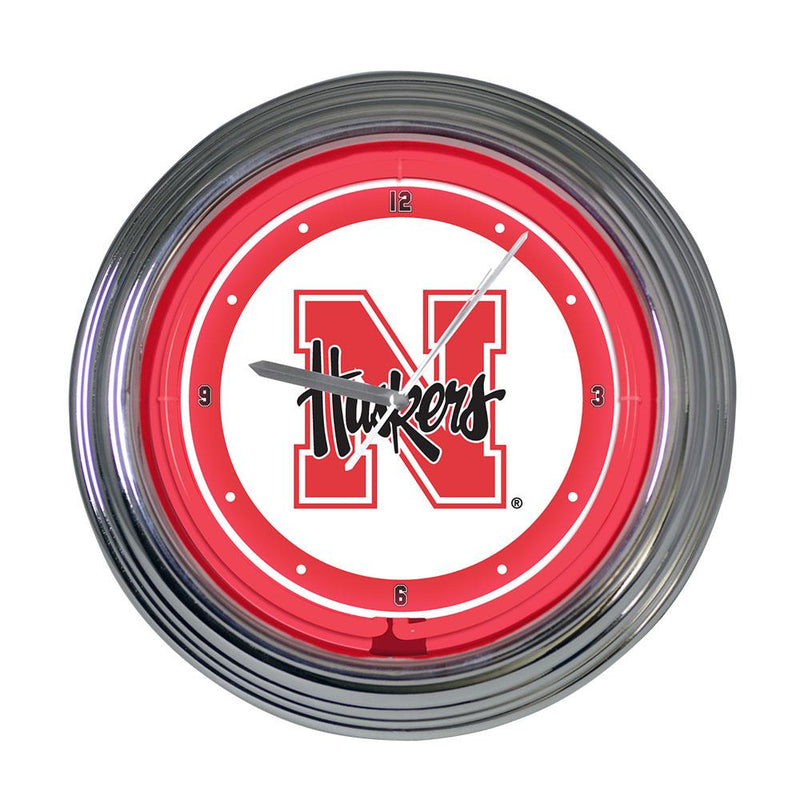 15 in Neon Clock - Nebraska University COL, CurrentProduct, Home & Office_category_All, NEB, Nebraska Cornhuskers 687746458649 $87.99