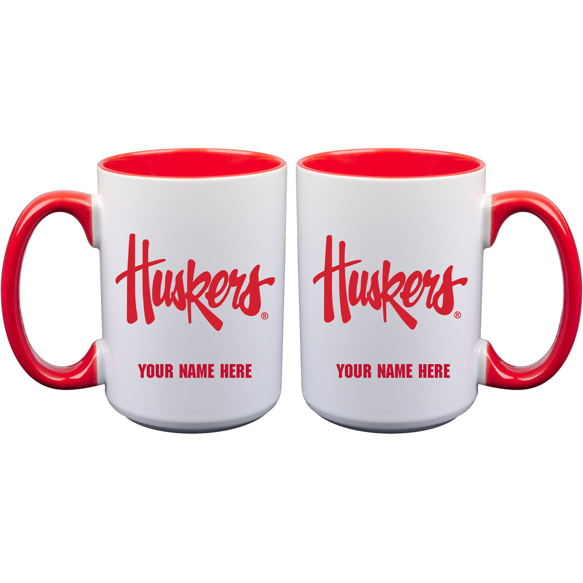 15oz Inner Color Personalized Ceramic Mug | Nebraska Cornhuskers 2790PER, COL, CurrentProduct, Drinkware_category_All, NEB, Nebraska Cornhuskers, Personalized_Personalized  $27.99