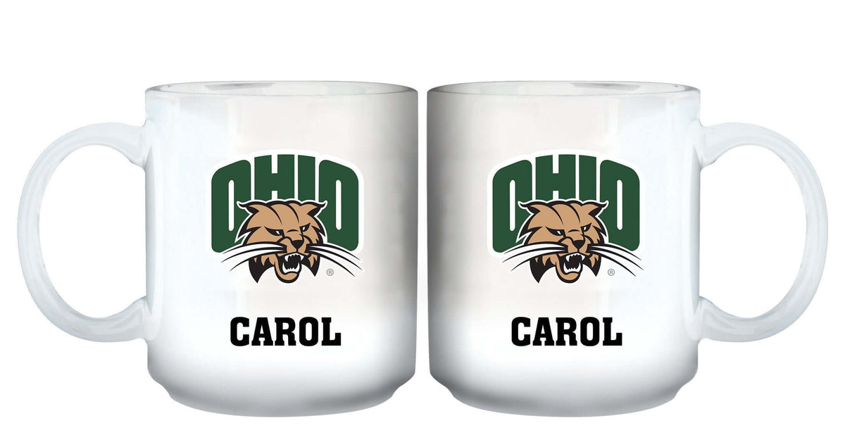 11oz White Personalized Ceramic Mug - Ohio COL, CurrentProduct, Custom Drinkware, Drinkware_category_All, Gift Ideas, OHI, Ohio University Bobcats, Personalization, Personalized_Personalized 194207465158 $20.11