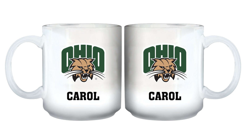 11oz White Personalized Ceramic Mug - Ohio COL, CurrentProduct, Custom Drinkware, Drinkware_category_All, Gift Ideas, OHI, Ohio University Bobcats, Personalization, Personalized_Personalized 194207465158 $20.11