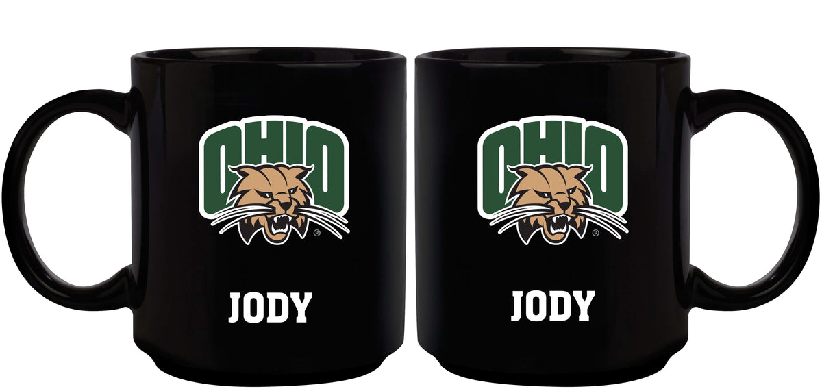 11oz Black Personalized Ceramic Mug - Ohio COL, CurrentProduct, Custom Drinkware, Drinkware_category_All, Gift Ideas, OHI, Ohio University Bobcats, Personalization, Personalized_Personalized 194207373774 $20.11