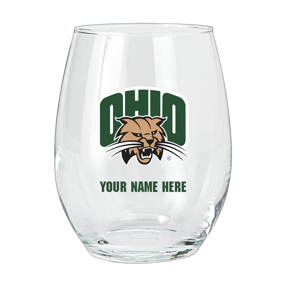 15oz Personalized Stemless Glass | Ohio University Bobcats