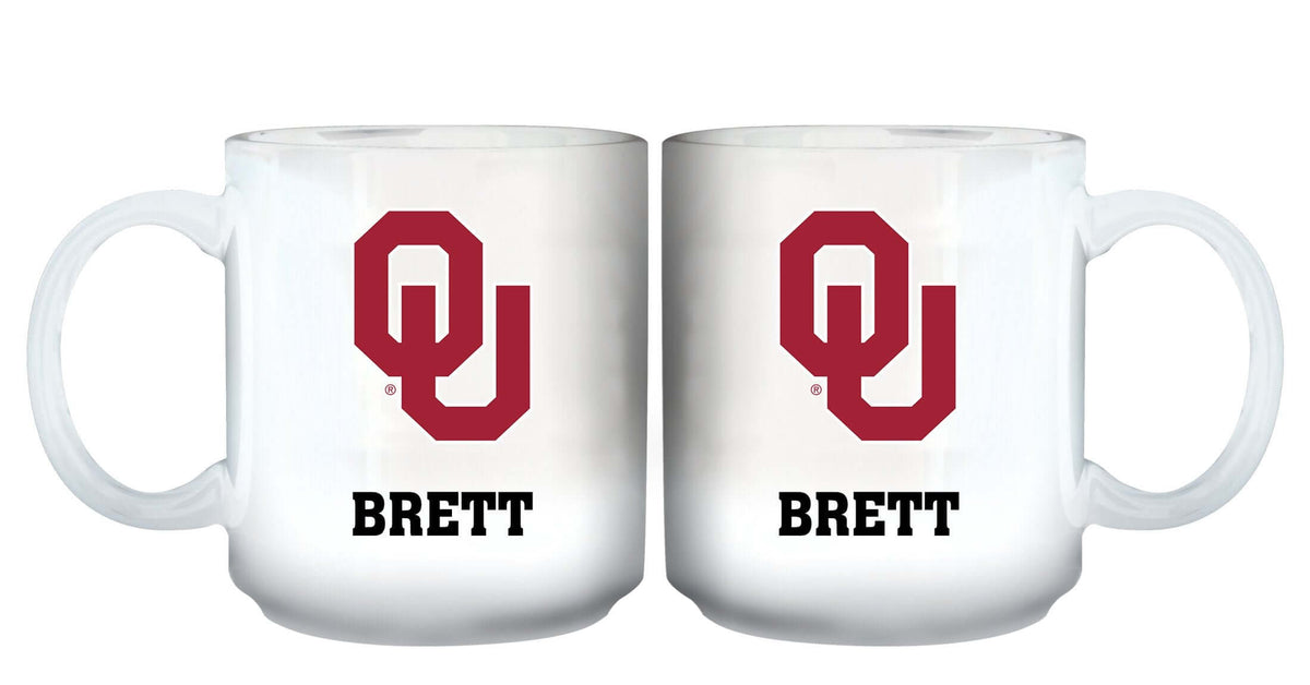 11oz White Personalized Ceramic Mug - Oklahoma COL, CurrentProduct, Custom Drinkware, Drinkware_category_All, Gift Ideas, OK, Oklahoma Sooners, Personalization, Personalized_Personalized 194207465165 $20.11
