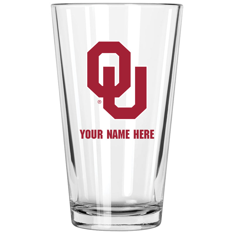 17oz Personalized Pint Glass | Oklahoma Sooners