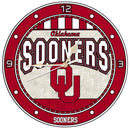 12 Inch Art Glass Clock | Oklahoma University COL, CurrentProduct, Home & Office_category_All, OK, Oklahoma Sooners 687746445748 $38.49