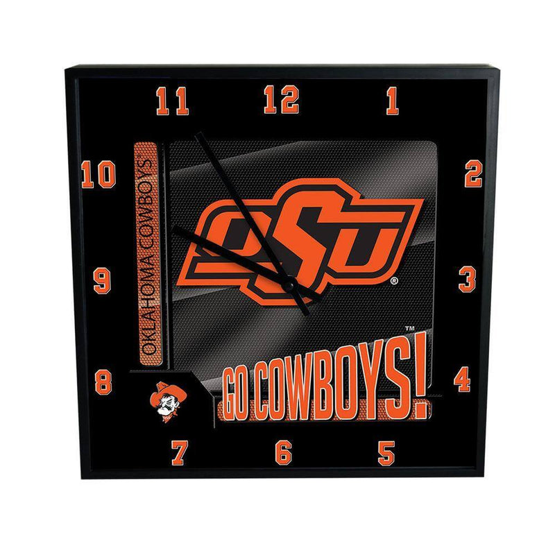 12 Inch Square Carbon Fiber Clock | Oklahoma St COL, Oklahoma State Cowboys, OKS, OldProduct 687746073170 $25