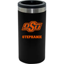 12oz Personalized Black Stainless Steel Slim Can Holder | Oklahoma State Cowboys