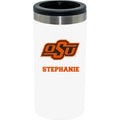 12oz Personalized White Stainless Steel Slim Can Holder | Oklahoma State Cowboys