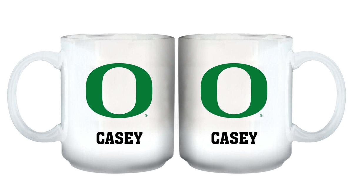 11oz White Personalized Ceramic Mug - Oregon COL, CurrentProduct, Custom Drinkware, Drinkware_category_All, Gift Ideas, ORE, Oregon Ducks, Personalization, Personalized_Personalized 194207465189 $20.11