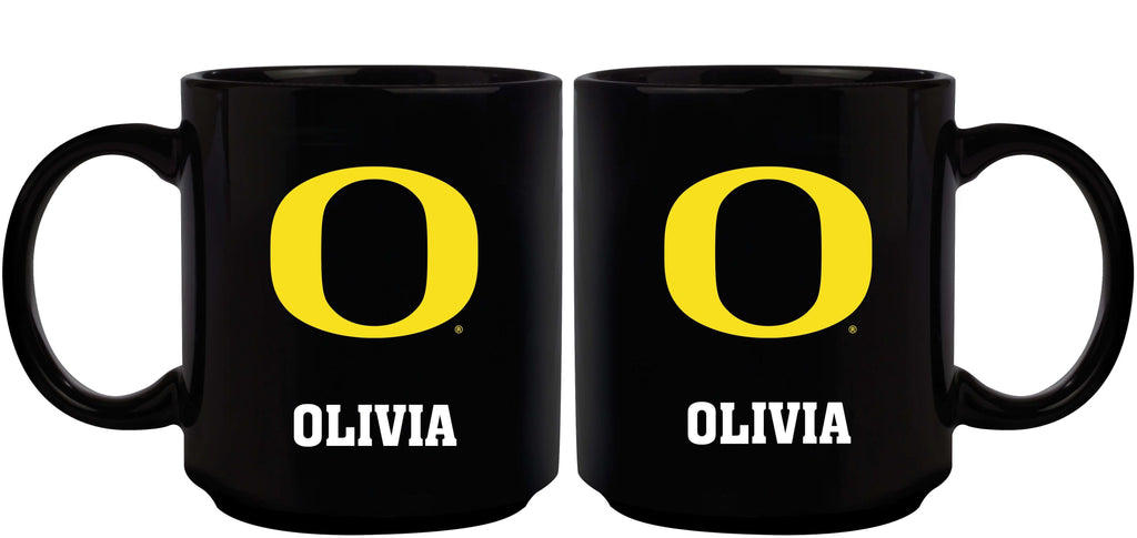 11oz Black Personalized Ceramic Mug - Oregon COL, CurrentProduct, Custom Drinkware, Drinkware_category_All, Gift Ideas, ORE, Oregon Ducks, Personalization, Personalized_Personalized 194207373743 $20.11