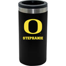12oz Personalized Black Stainless Steel Slim Can Holder | Oregon Ducks