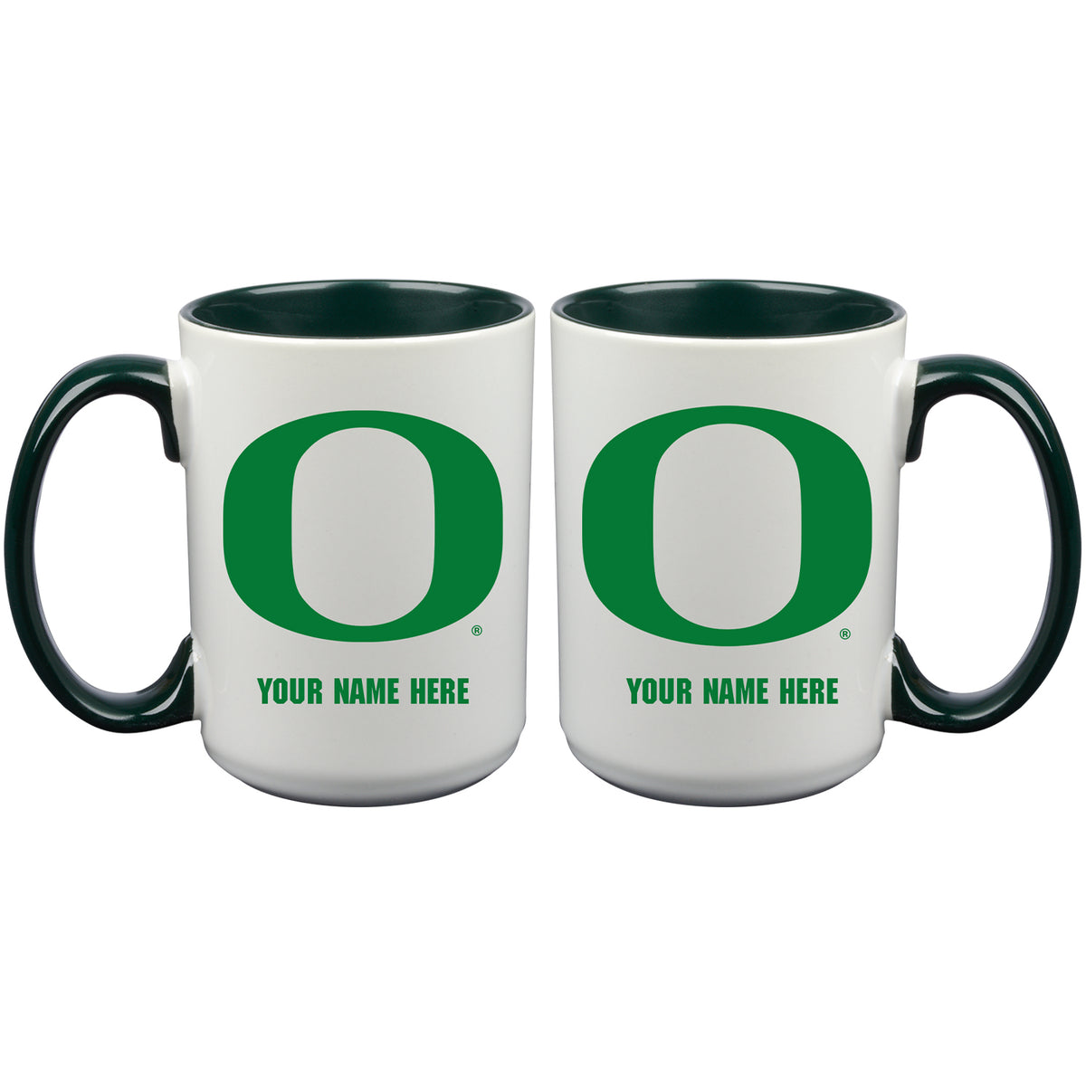 15oz Inner Color Personalized Ceramic Mug | Oregon Ducks 2790PER, COL, CurrentProduct, Drinkware_category_All, ORE, Oregon Ducks, Personalized_Personalized  $27.99