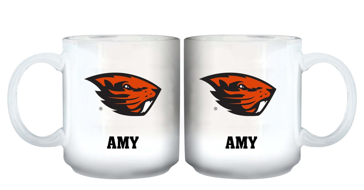 11oz White Personalized Ceramic Mug - Oregon State COL, CurrentProduct, Custom Drinkware, Drinkware_category_All, Gift Ideas, Oregon State Beavers, ORS, Personalization, Personalized_Personalized 194207465196 $20.11