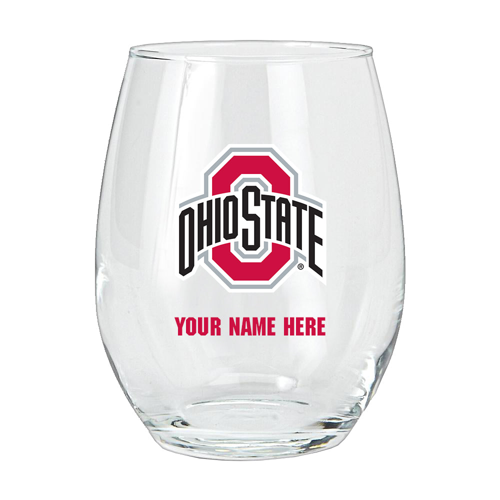 15oz Personalized Stemless Glass | Ohio State University Buckeyes