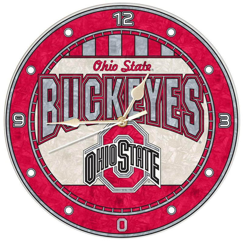 12" Art Glass Clock | Ohio State University COL, CurrentProduct, Home & Office_category_All, Ohio State University Buckeyes, OSU 687746445786 $35