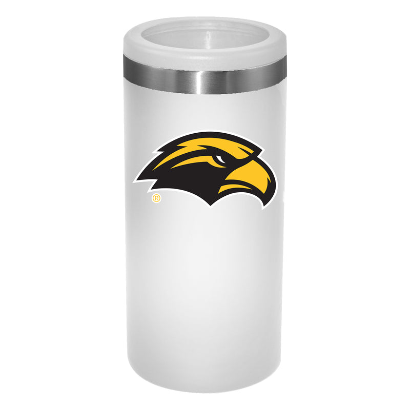12oz White Slim Can Holder | Southern Mississippi Golden Eagles
