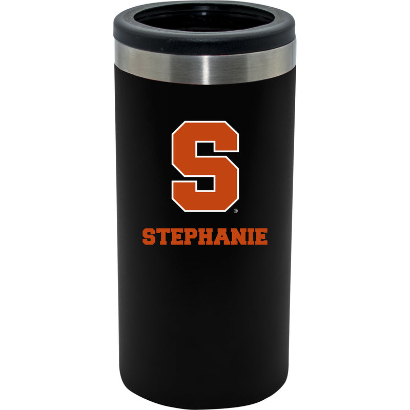 12oz Personalized Black Stainless Steel Slim Can Holder | Syracuse Orange