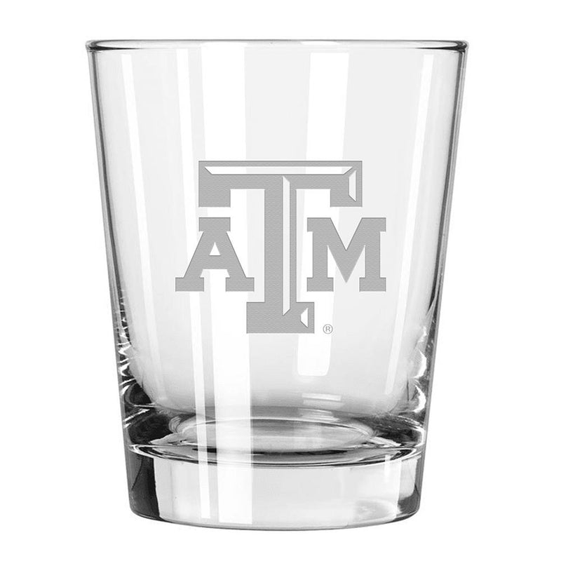 15oz Double Old Fashion Etched Glass | Texas A&M University COL, CurrentProduct, Drinkware_category_All, TAM, Texas A&M Aggies 194207264263 $13.49
