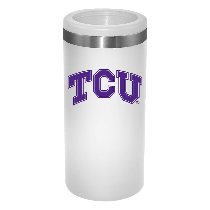 12oz White Slim Can Holder | Texas Christian University Horned Frogs