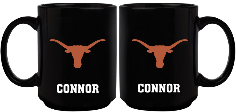 15oz Black Personalized Ceramic Mug | Texas at Austin, University COL, CurrentProduct, Drinkware_category_All, Engraved, Personalized_Personalized, TEX, Texas Longhorns 194207505502 $21.86